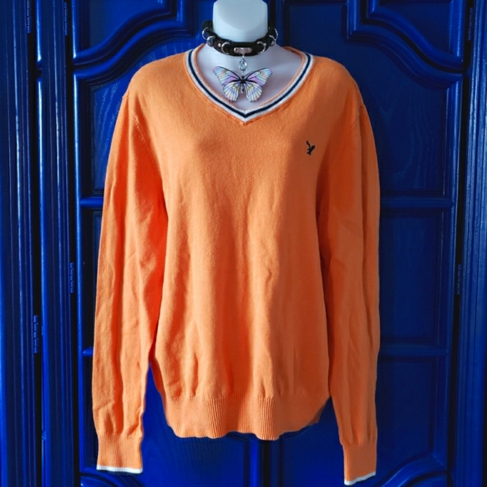 Orange V Neck Sweater American Eagle Outfitters